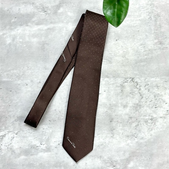 Oscar de la Renta Brown Mens Tie - Picture 1 of 5
